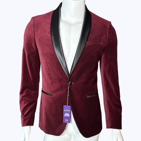 Savile Row NEW Burgundy Shawl Collar Single Button Velvet Sport Coat Blazer 40R - Picture 1 of 10